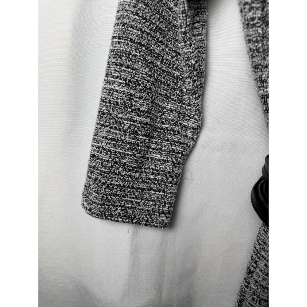 Emma & Michele Marled Knit Midi Dress L Black White Long Sleeve Belted Round - Picture 4 of 6